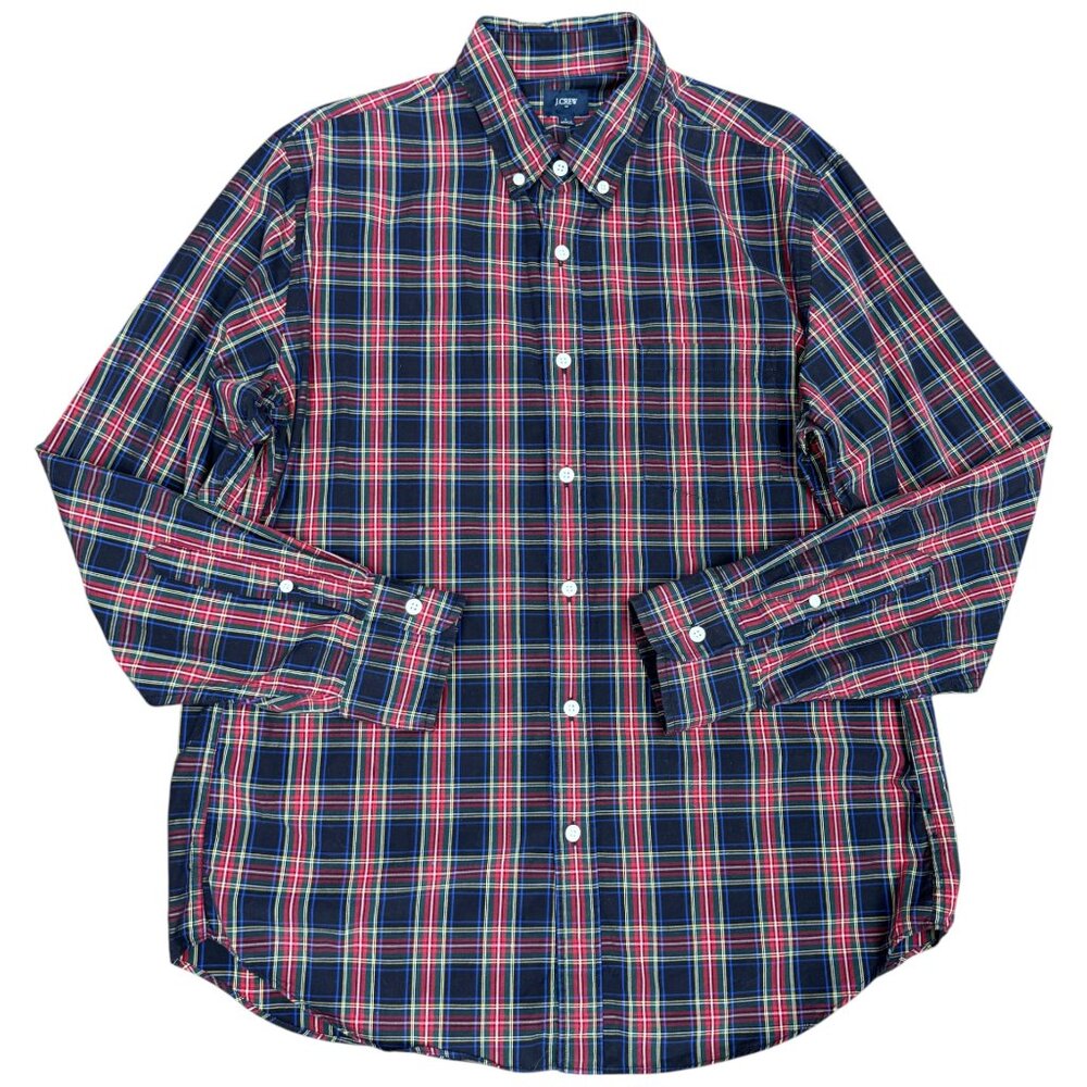EUC Men's J. CREW Tartan Holiday Plaid Dress Shirt F7668 | Size L